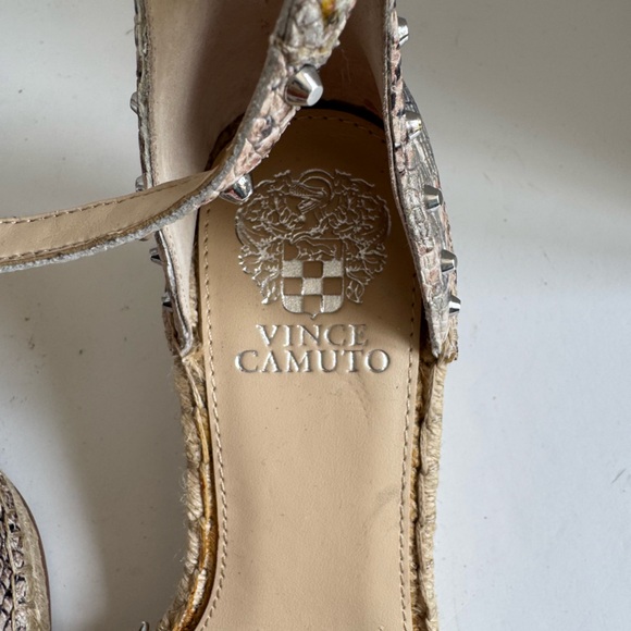 Vince Camuto Vanissa Snake spring Leather Espadrille Wedges Size 8